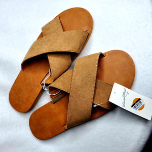 Anabeth Woven Cross-band Slide Sandals Tan 9.5